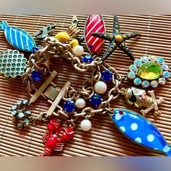 Betsey Johnson Gold, Multi Nautical Double-Strand Charm Bracelet - Picture 5 of 7